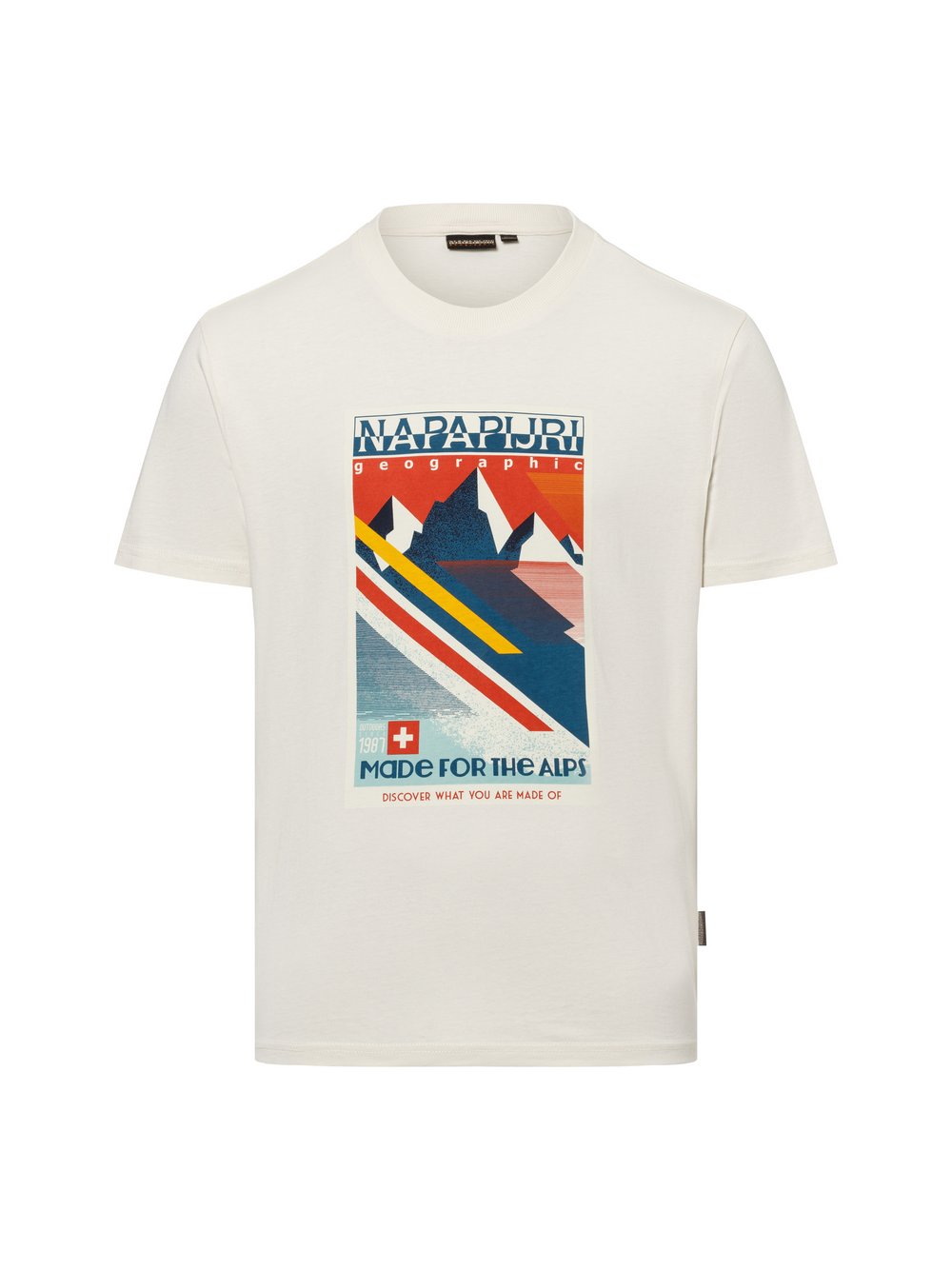 Napapijri T-Shirt Herren Baumwolle weiß bedruckt, XL