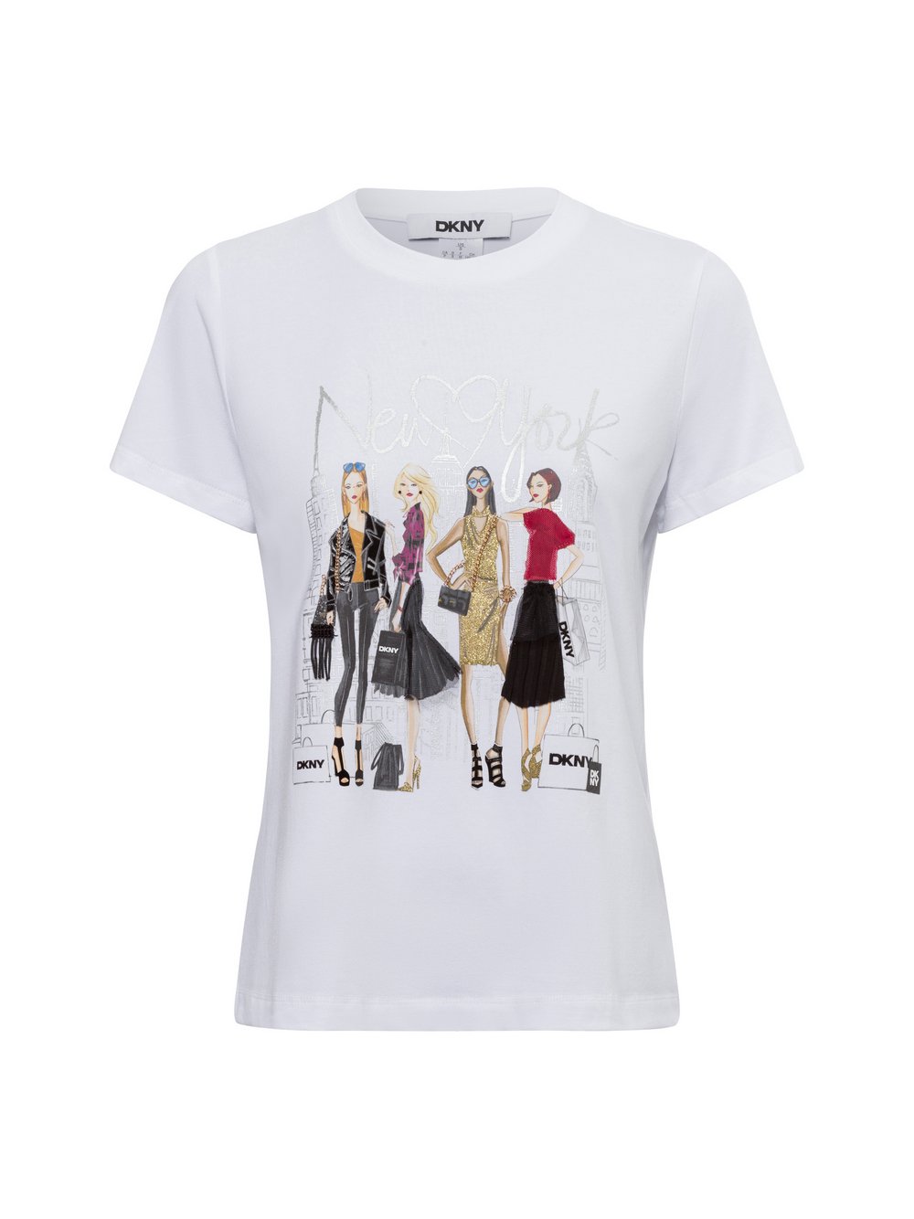 DKNY T-Shirt Damen Baumwolle weiß bedruckt, M