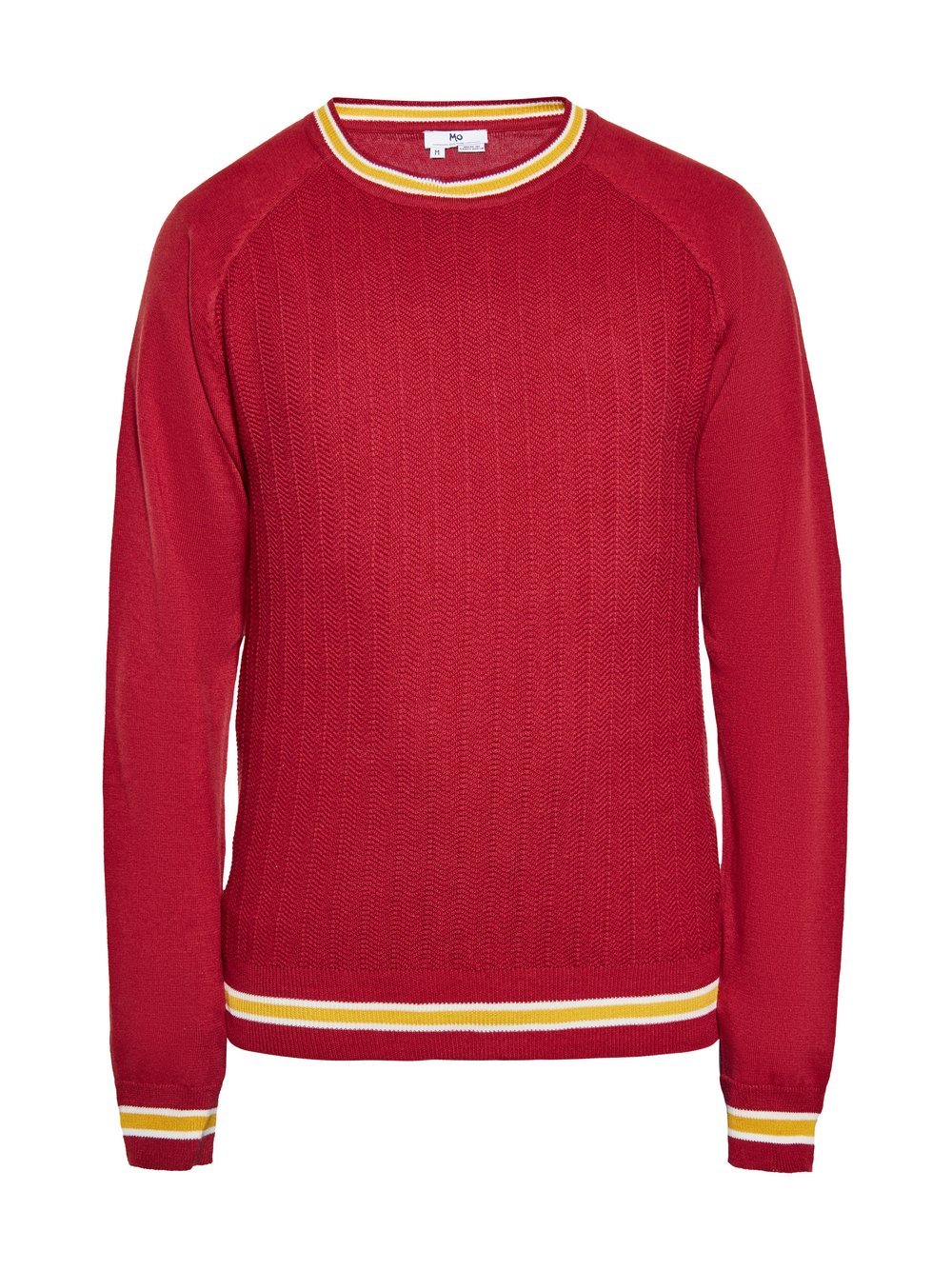 Mo Pullover Herren Baumwolle rot, L