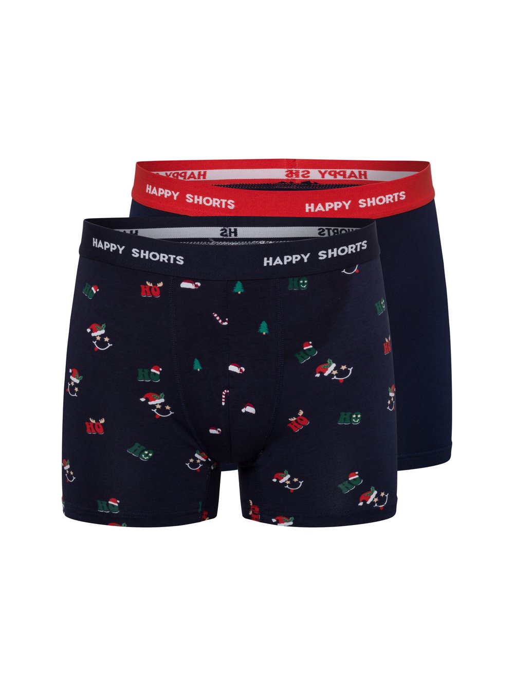 HAPPY SHORTS Boxershorts im 2er-Pack Herren Baumwolle blau bedruckt, XXL