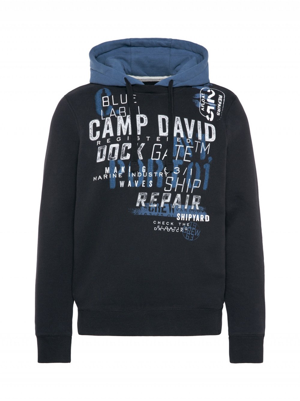 Camp David Hoodie Herren Baumwolle schwarz bedruckt, M