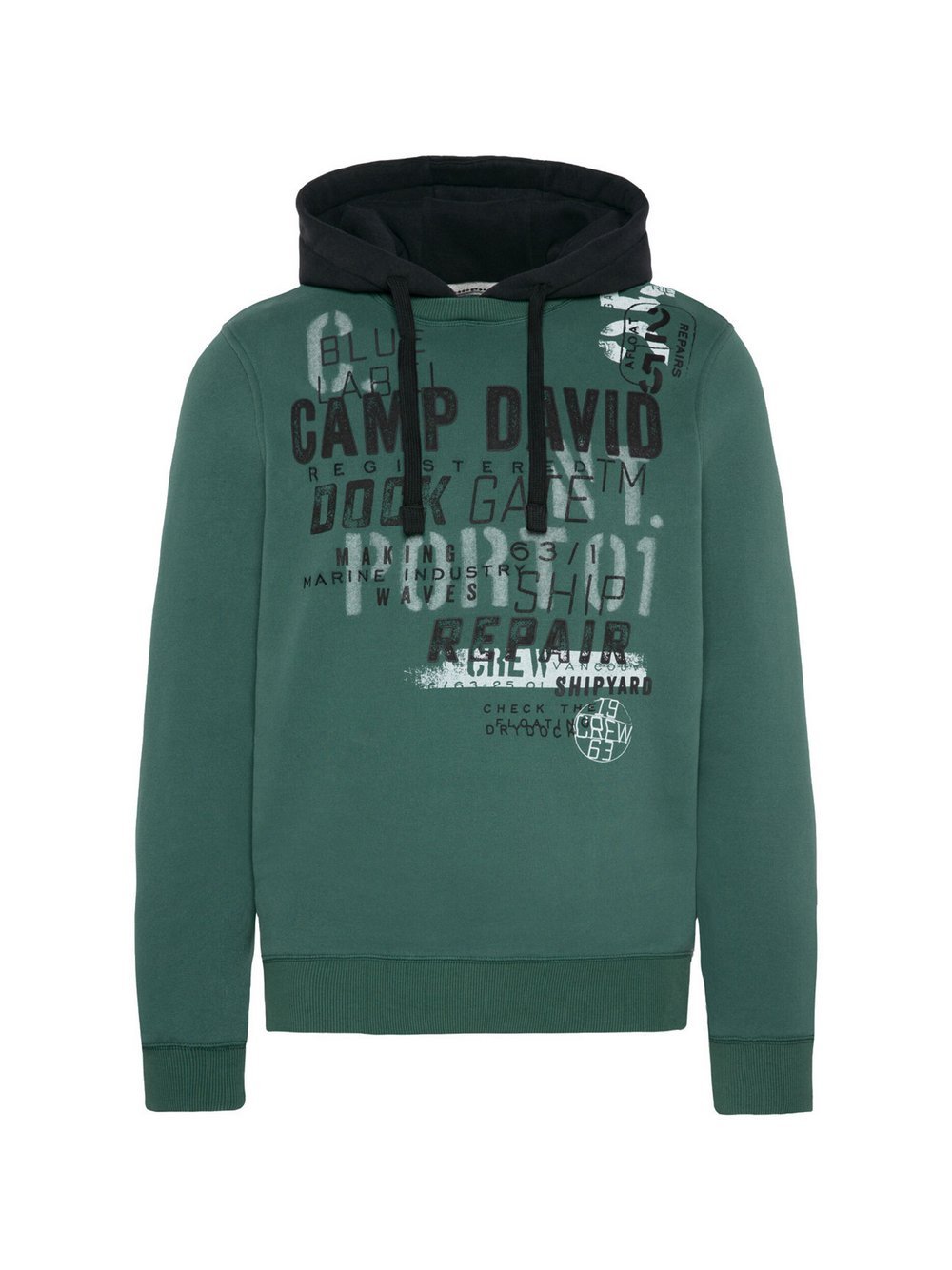 Camp David Hoodie Herren Baumwolle grün bedruckt, M