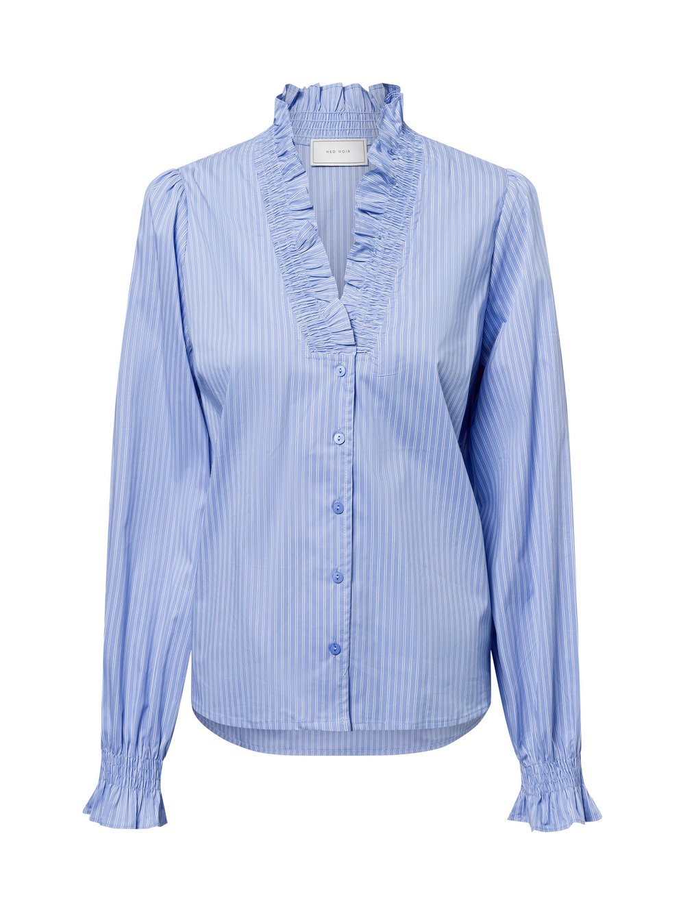 Neo Noir Bluse Damen Baumwolle blau gestreift, 40