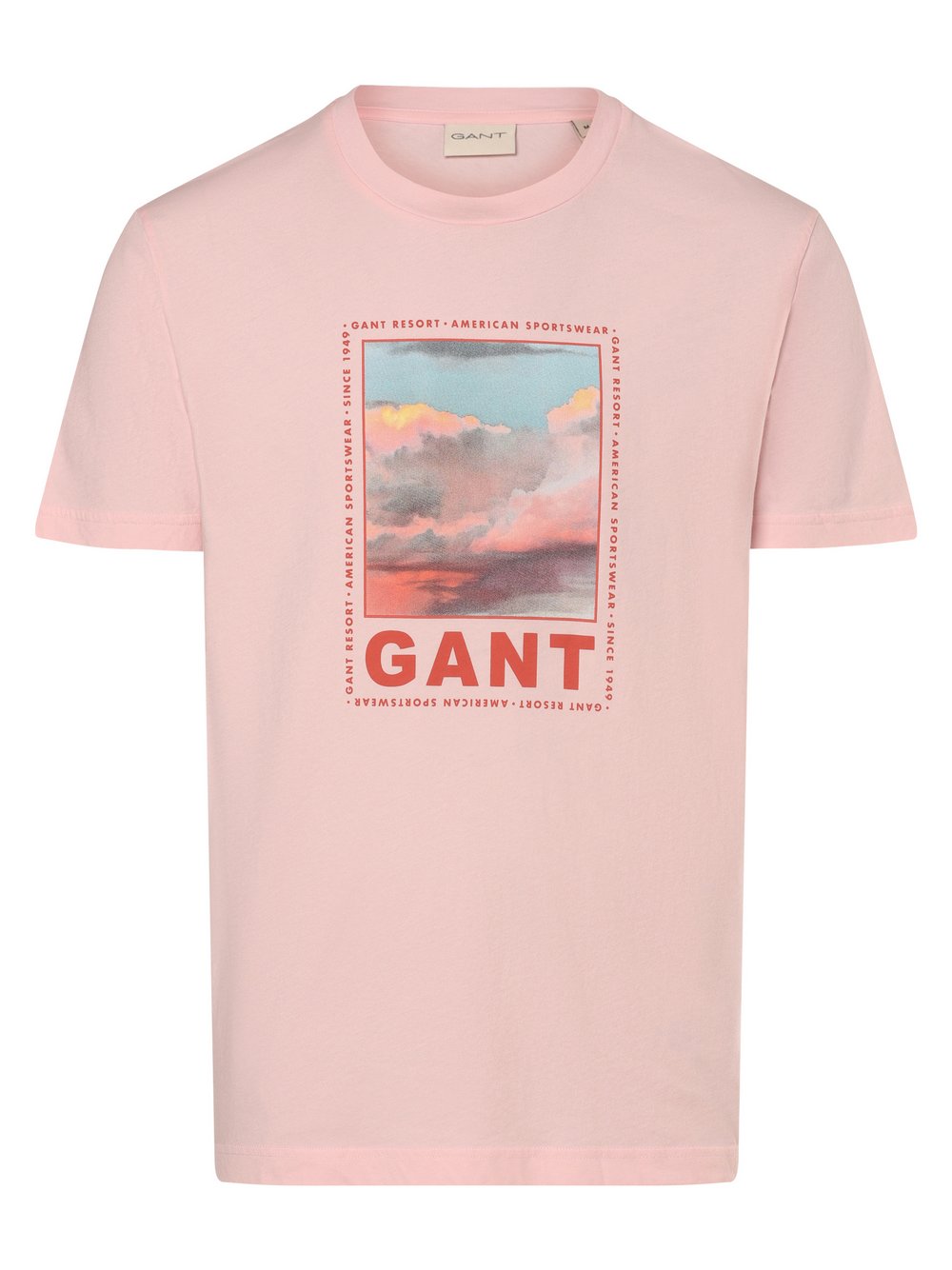 Gant T-Shirt Herren Jersey rosa bedruckt, M