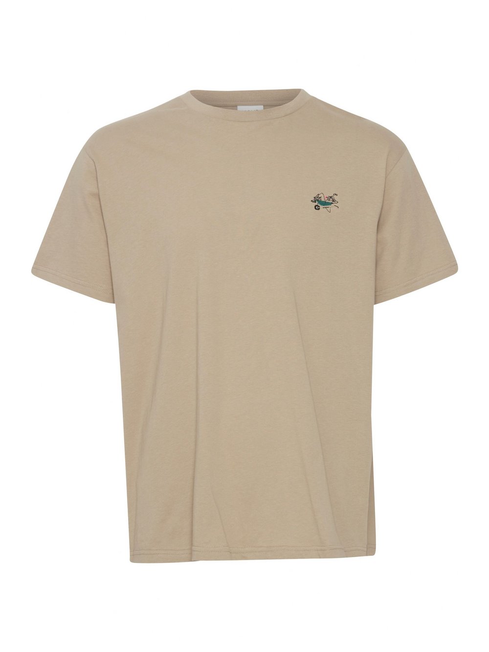 Solid T-Shirt Herren Baumwolle beige, XXL