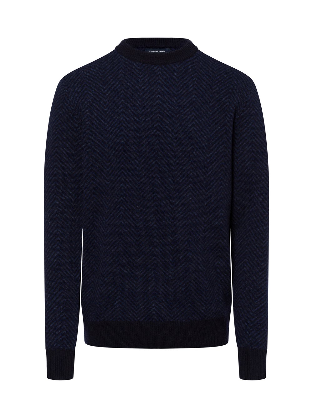 Andrew James Strickpullover mit Woll-Anteil Herren Wolle blau gemustert, XXL