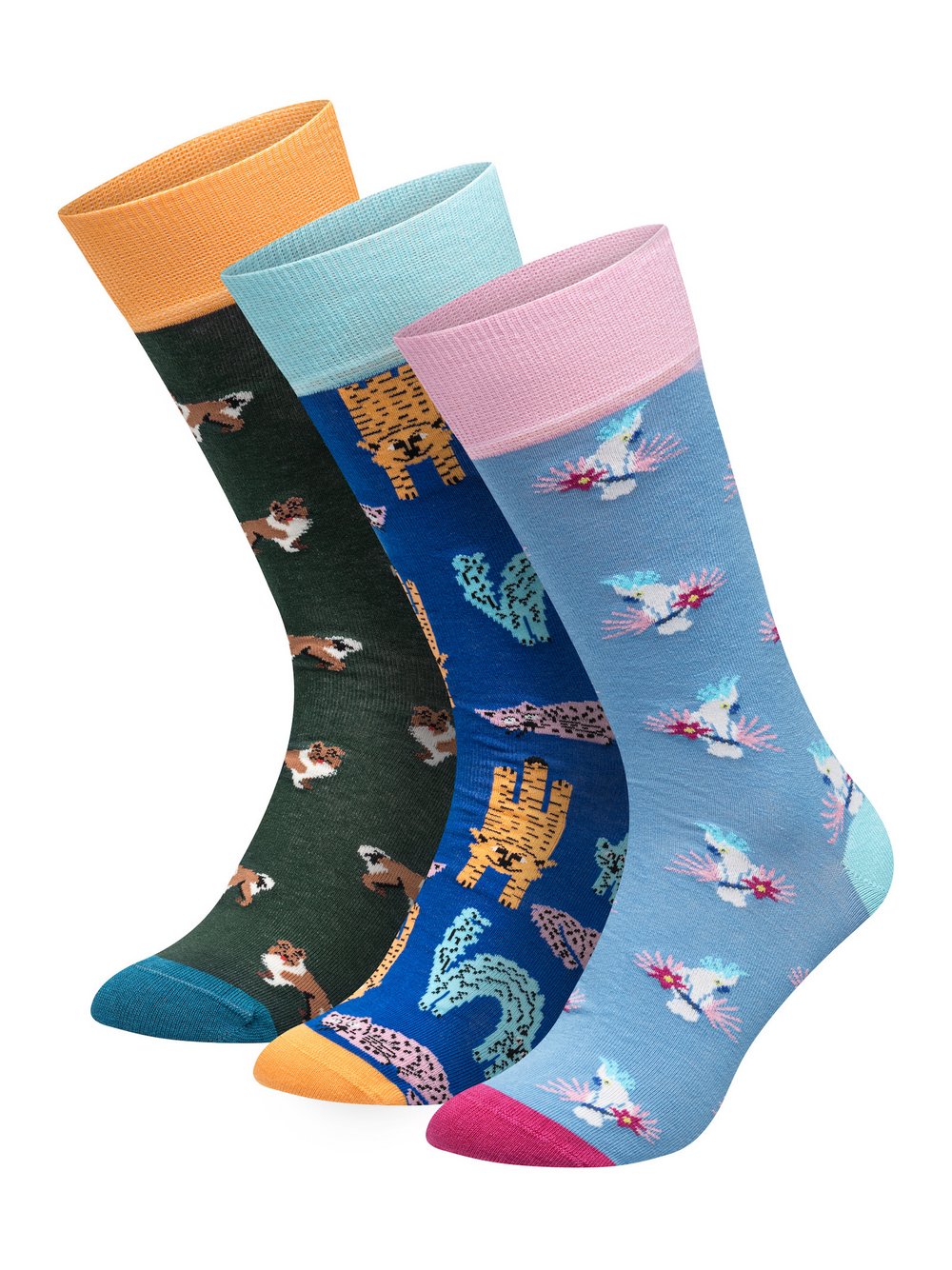 DillySocks 3er-Pack Socken Damen Baumwolle mehrfarbig bedruckt, 41-46