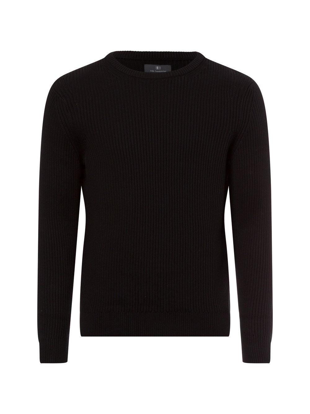 Nils Sundström Strickpullover Herren Baumwolle schwarz, L