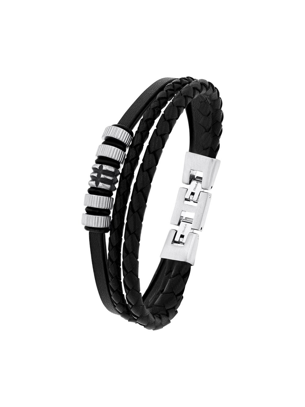 s.Oliver Armband Herren Edelstahl schwarz, 22