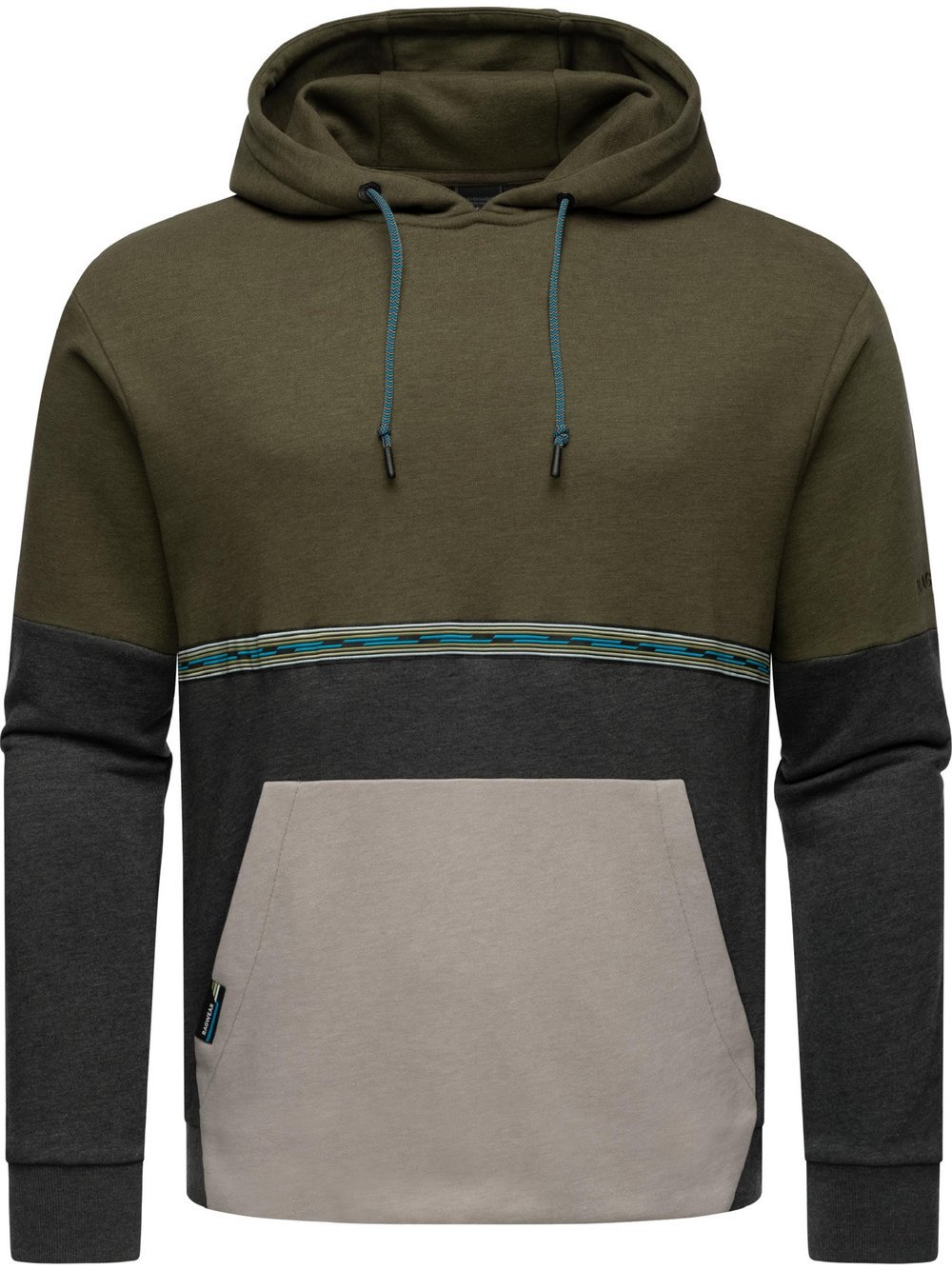 Ragwear Hoodie Herren Baumwolle grün gestreift, L