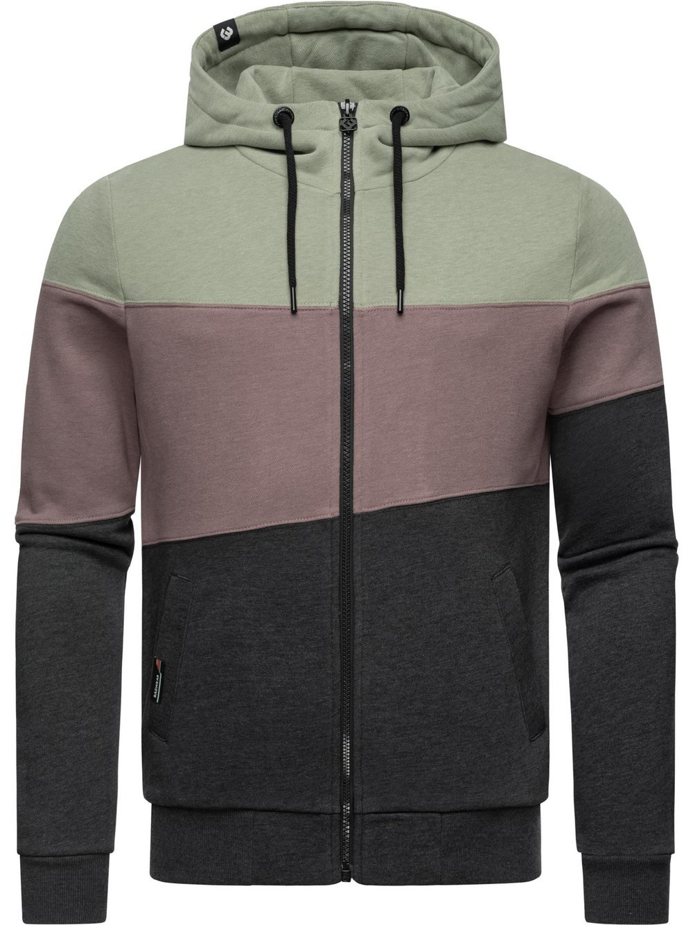 Ragwear Kapuzensweatjacke Herren Baumwolle grün gestreift, XXXXL