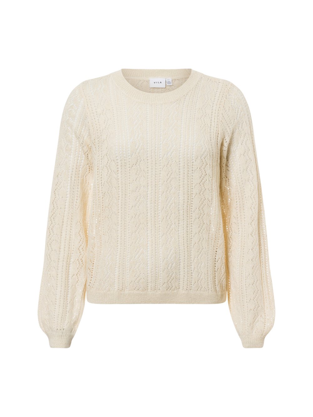 Vila Strickpullover Damen beige strukturiert, S