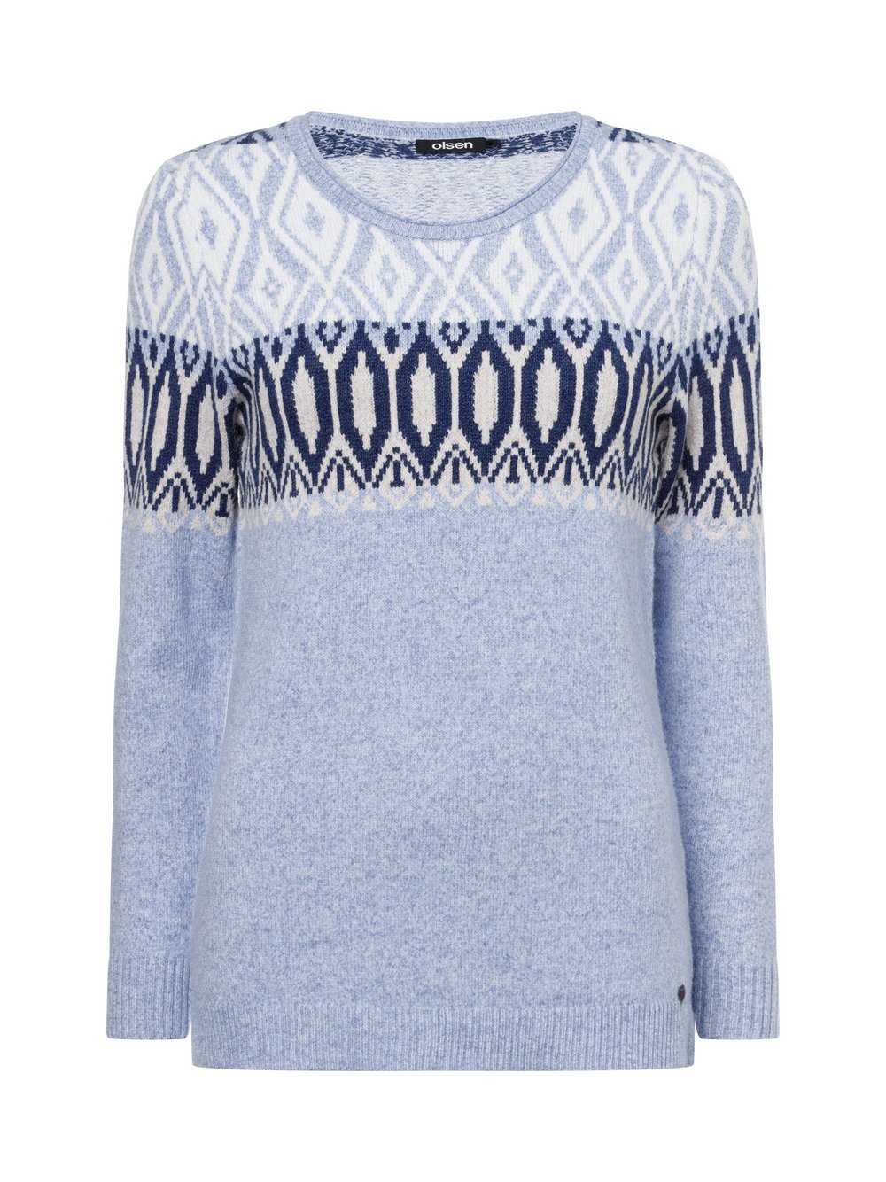 Olsen Strickpullover Damen blau gemustert, 46