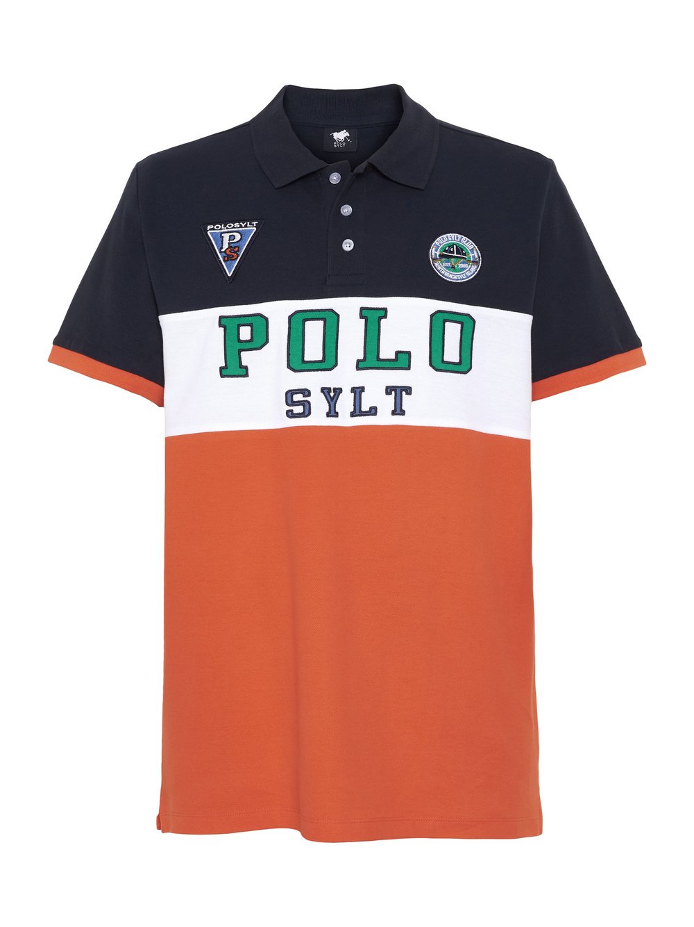 Polo Sylt Poloshirt Herren Baumwolle orange bedruckt, XXXL