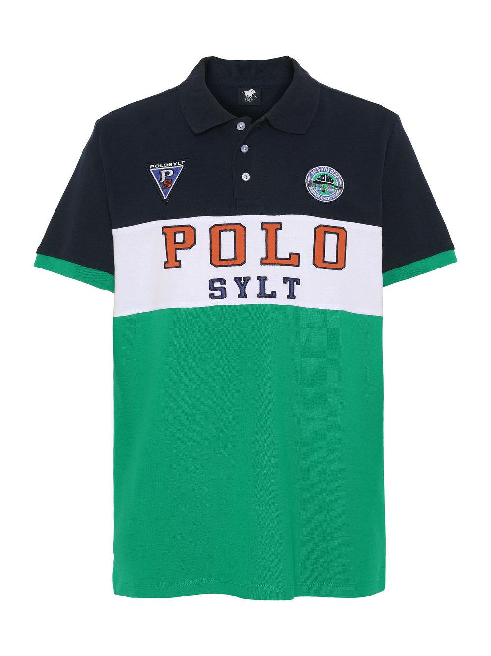 Polo Sylt Poloshirt Herren Baumwolle grün bedruckt, S