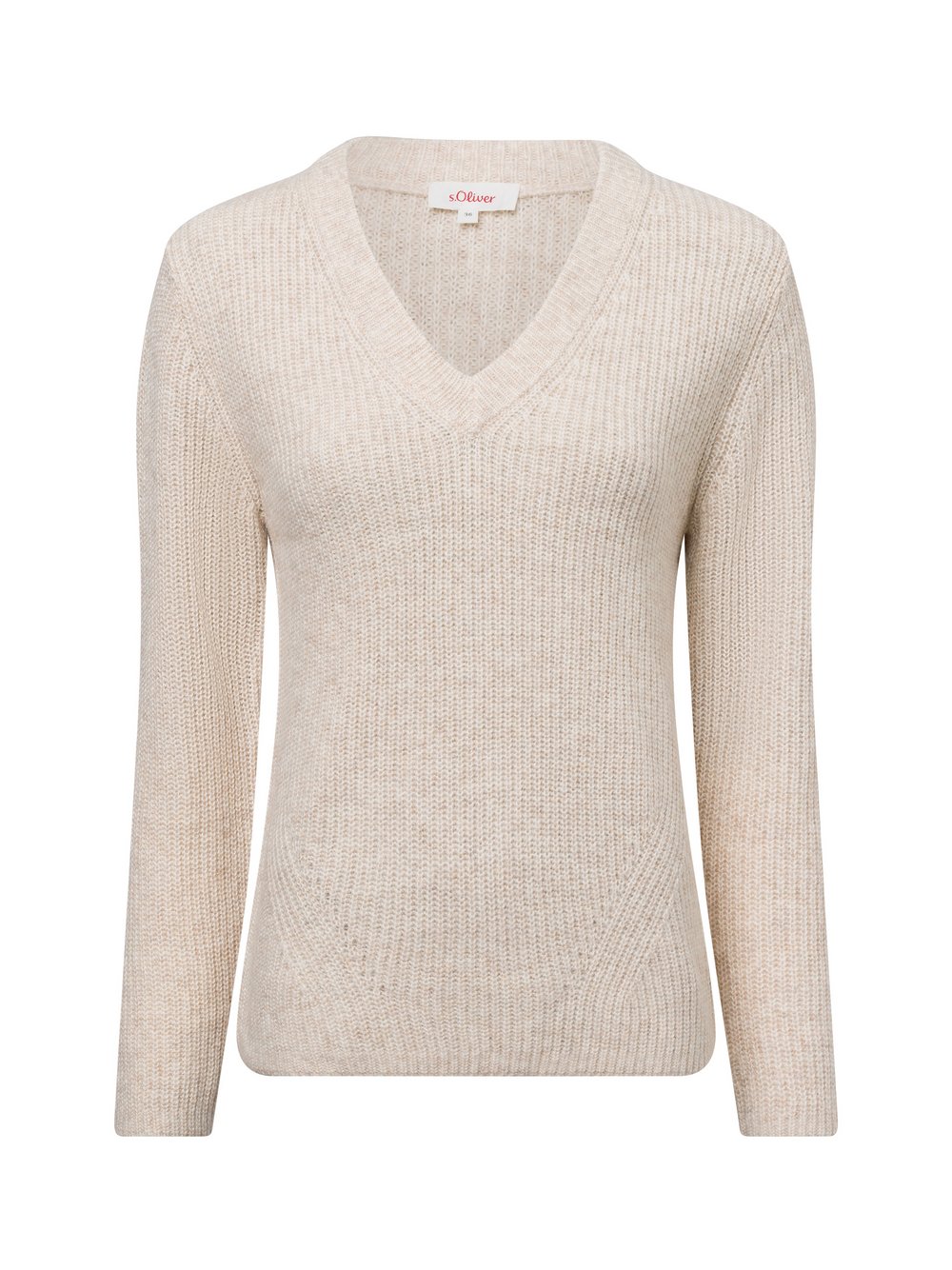 s.Oliver Strickpullover mit Wollanteil Damen Baumwolle beige meliert, 38