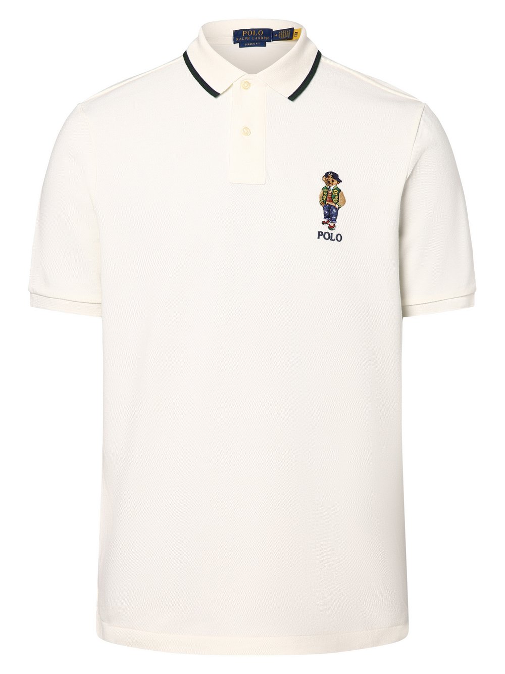 Polo Ralph Lauren Męska koszulka polo - klasyczny krój Mężczyźni Bawełna beżowy|biały jednolity, XXL