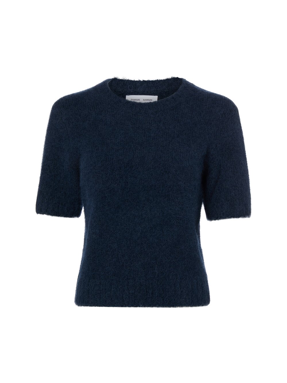 Thumbnail - Samsøe Samsøe Kurzarm-Pullover aus Alpakawolle Damen Wolle blau, M