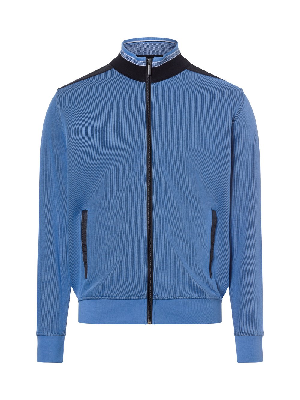 Bugatti Sweatjacke Herren Baumwolle blau strukturiert, L