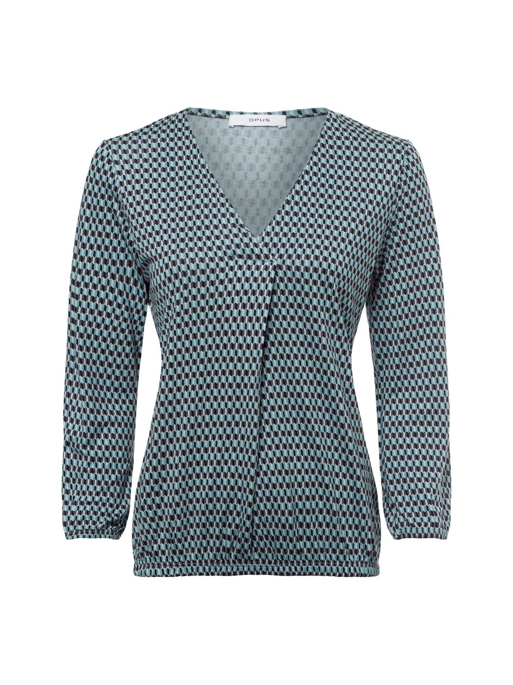 Opus Langarmshirt Damen Viskose blau gemustert, 36