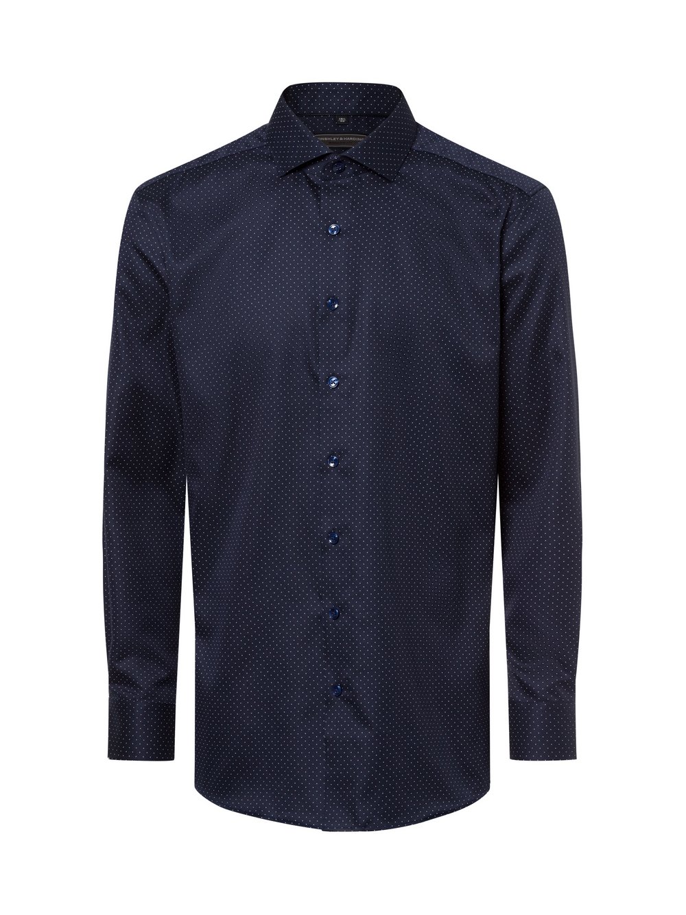 Finshley & Harding Hemd Herren Modern Fit Baumwolle blau gemustert, 39