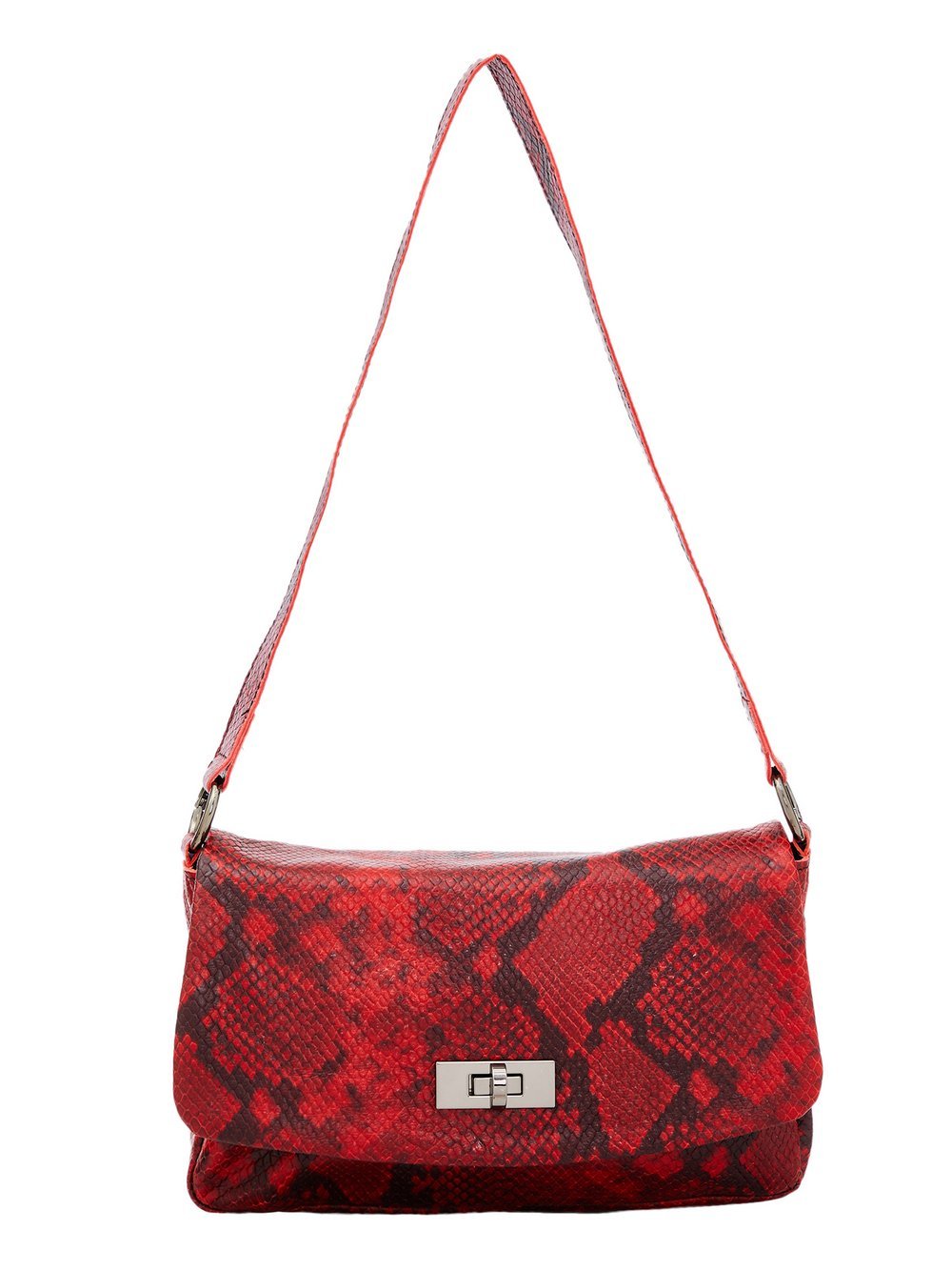 Faina Schultertaschen Damen Leder rot gemustert, ONE SIZE