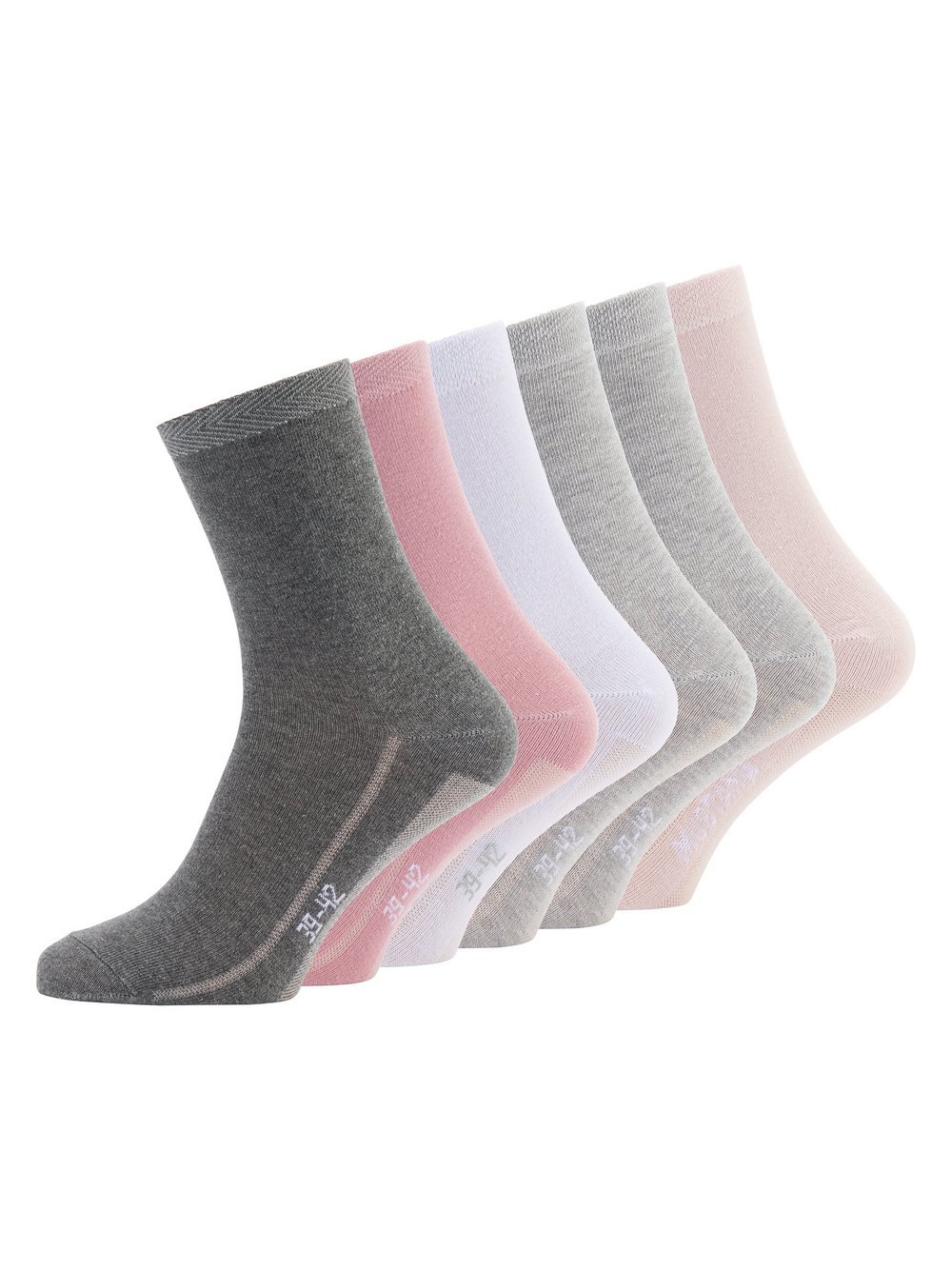 Mustang 6er Pack Midi Socken Damen Baumwolle rosa, 39-42