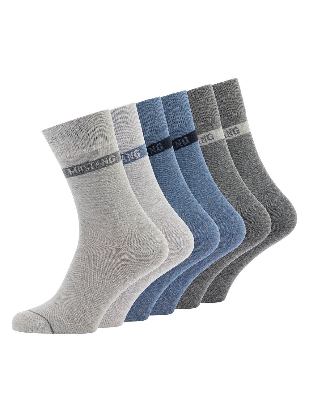 Mustang 6er Pack Midi Socken Herren Baumwolle grau, 39-42