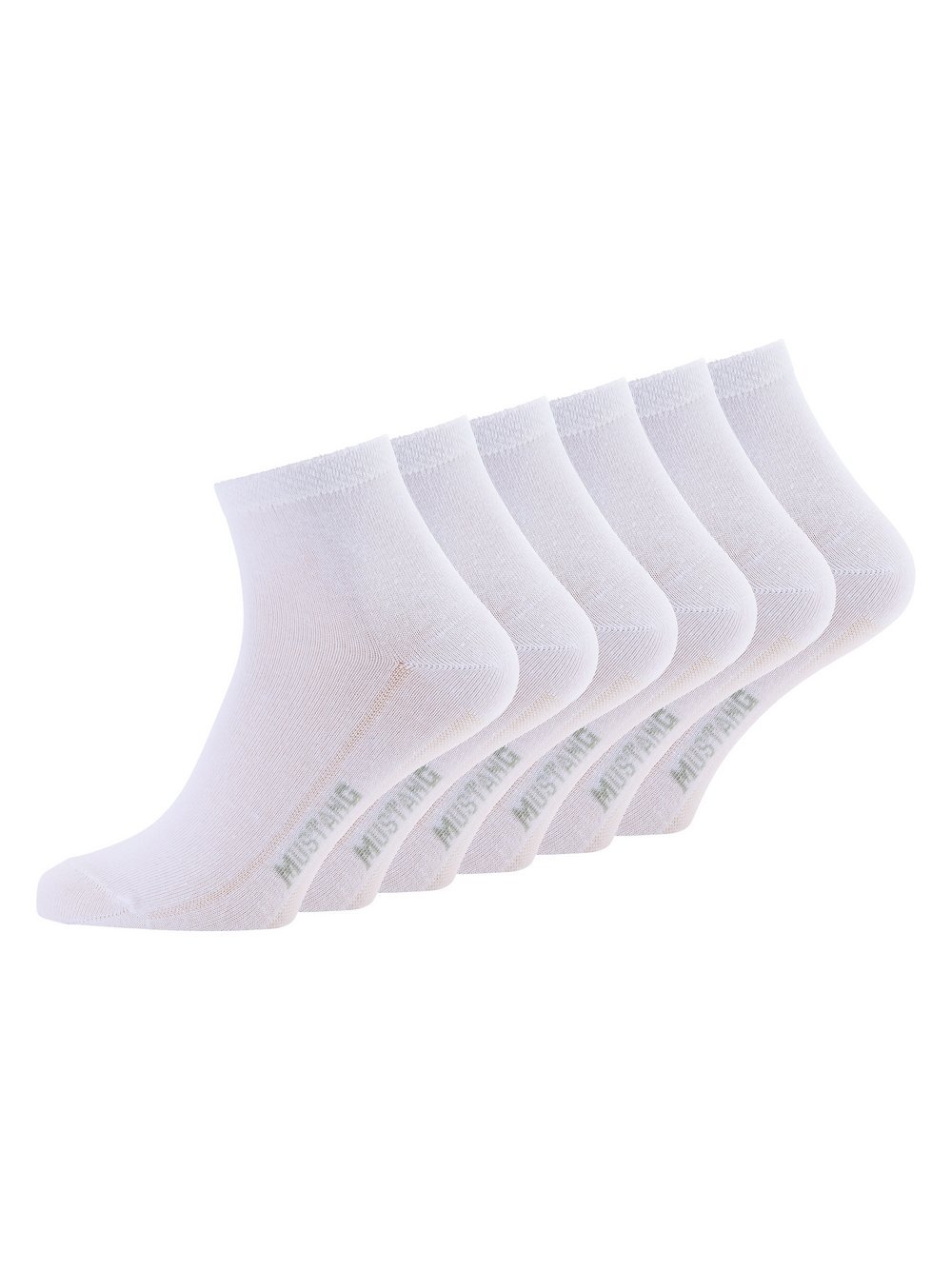 Mustang 6er Pack Ankle Socken Damen Baumwolle weiß, 39-42