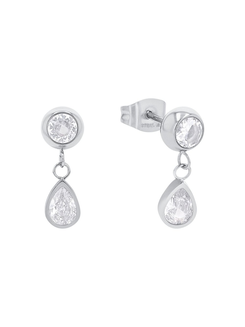 amor Ohrstecker Damen Edelstahl silber, ONE SIZE