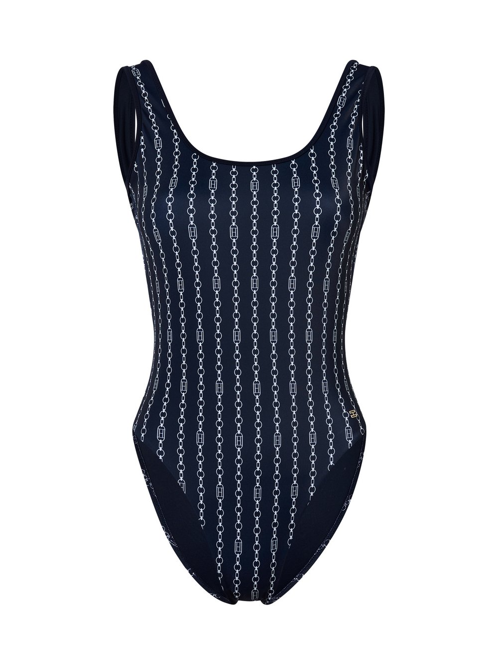 Tommy Hilfiger Badeanzug Damen Polyamid blau gemustert, L