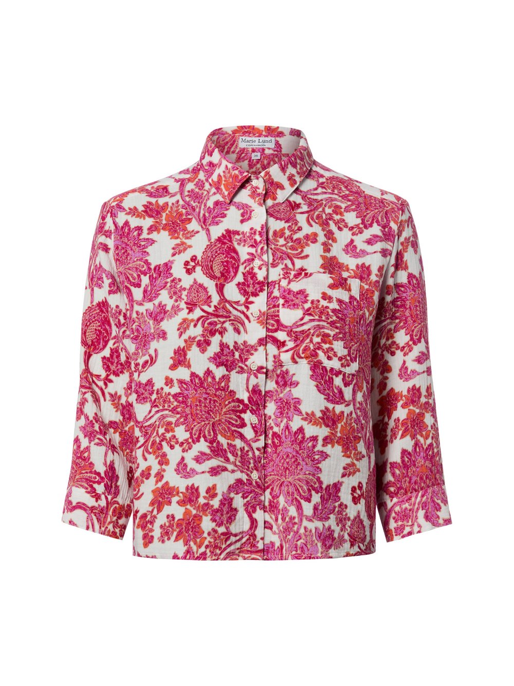 Marie Lund Hemdbluse Damen Baumwolle mehrfarbig gemustert, 34