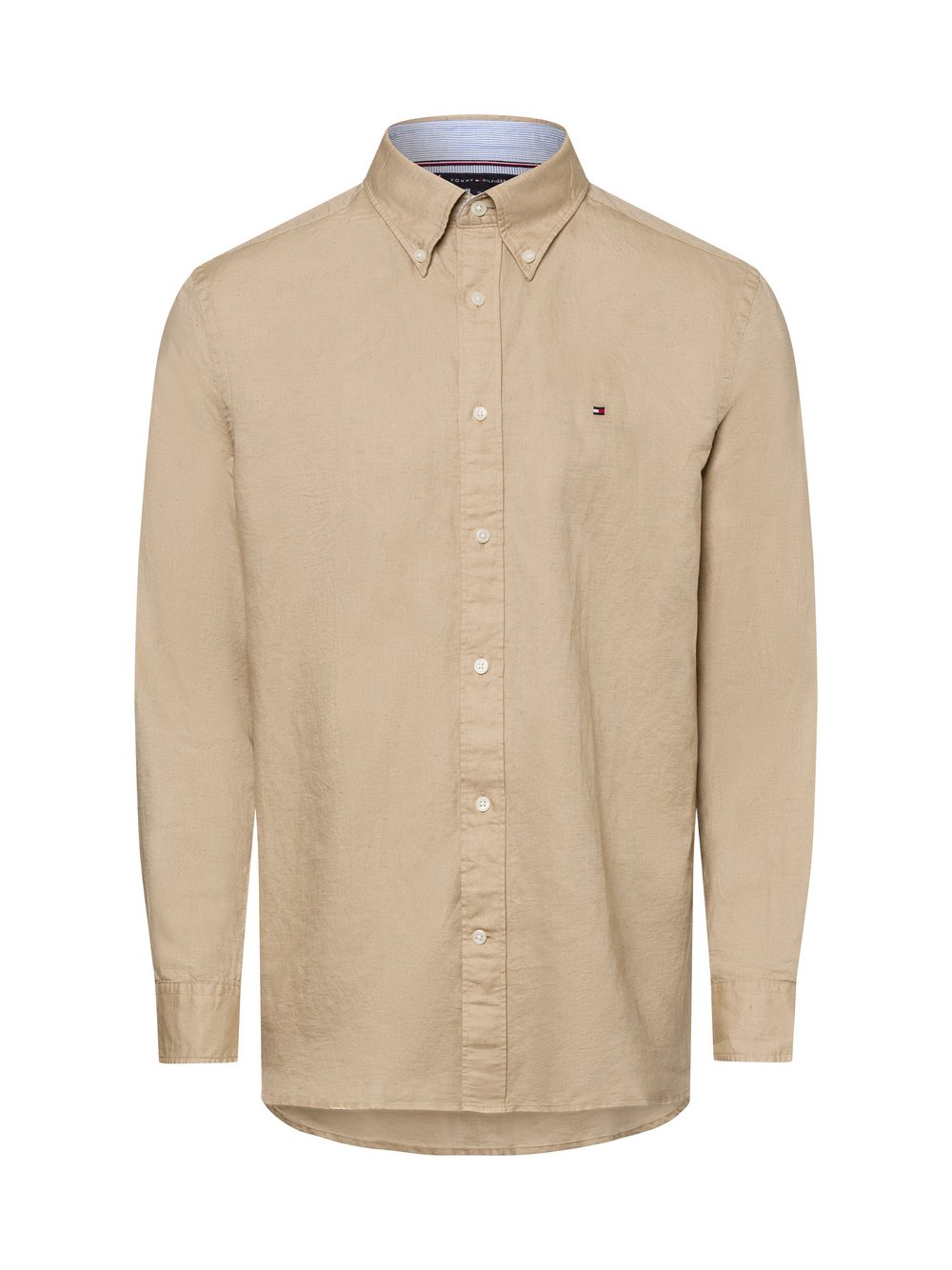 Tommy Hilfiger Freizeithemd mit Leinen-Anteil Herren Regular Fit Baumwolle beige, L
