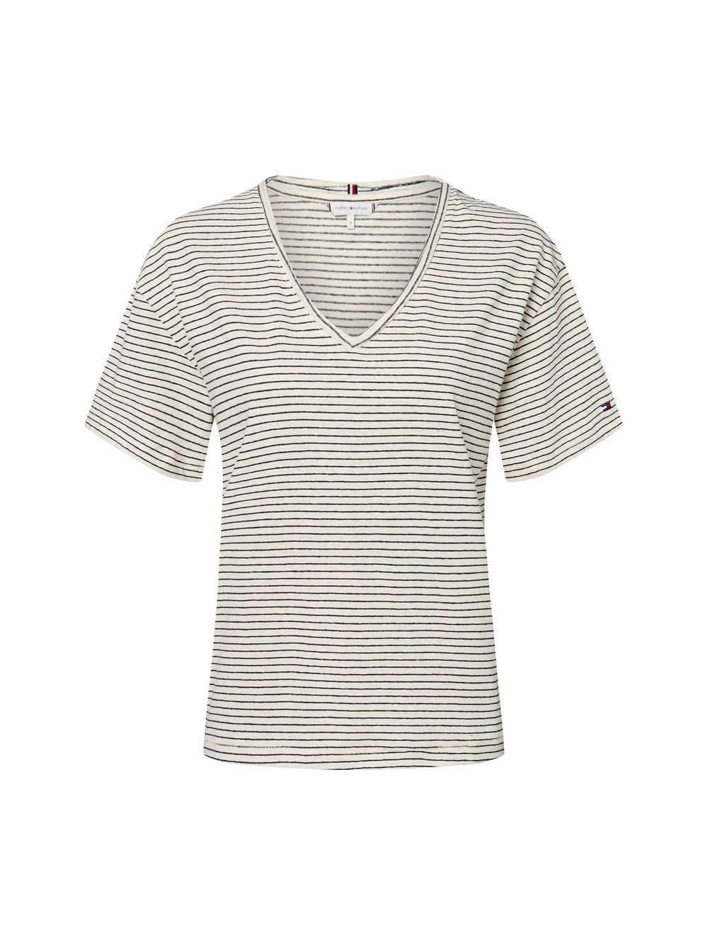 Tommy Hilfiger T-Shirt mit Leinenanteil Damen Baumwolle mehrfarbig gestreift, XS