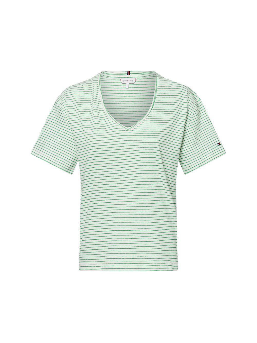 Tommy Hilfiger T-Shirt mit Leinenanteil Damen Baumwolle mehrfarbig gestreift, XS