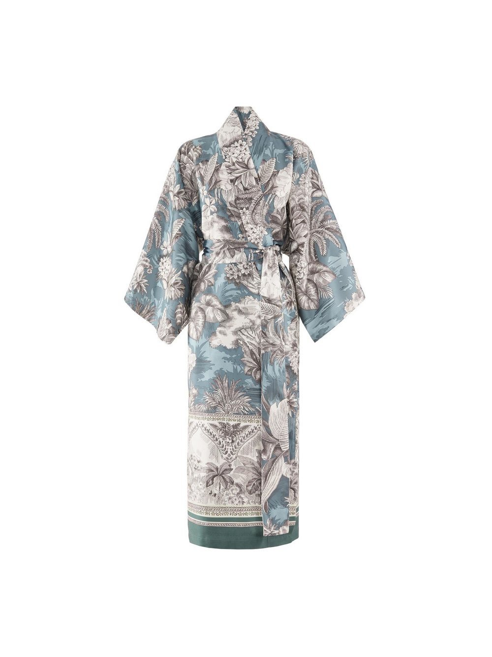 Bassetti Kimono Damen Baumwolle grün gemustert, S/M