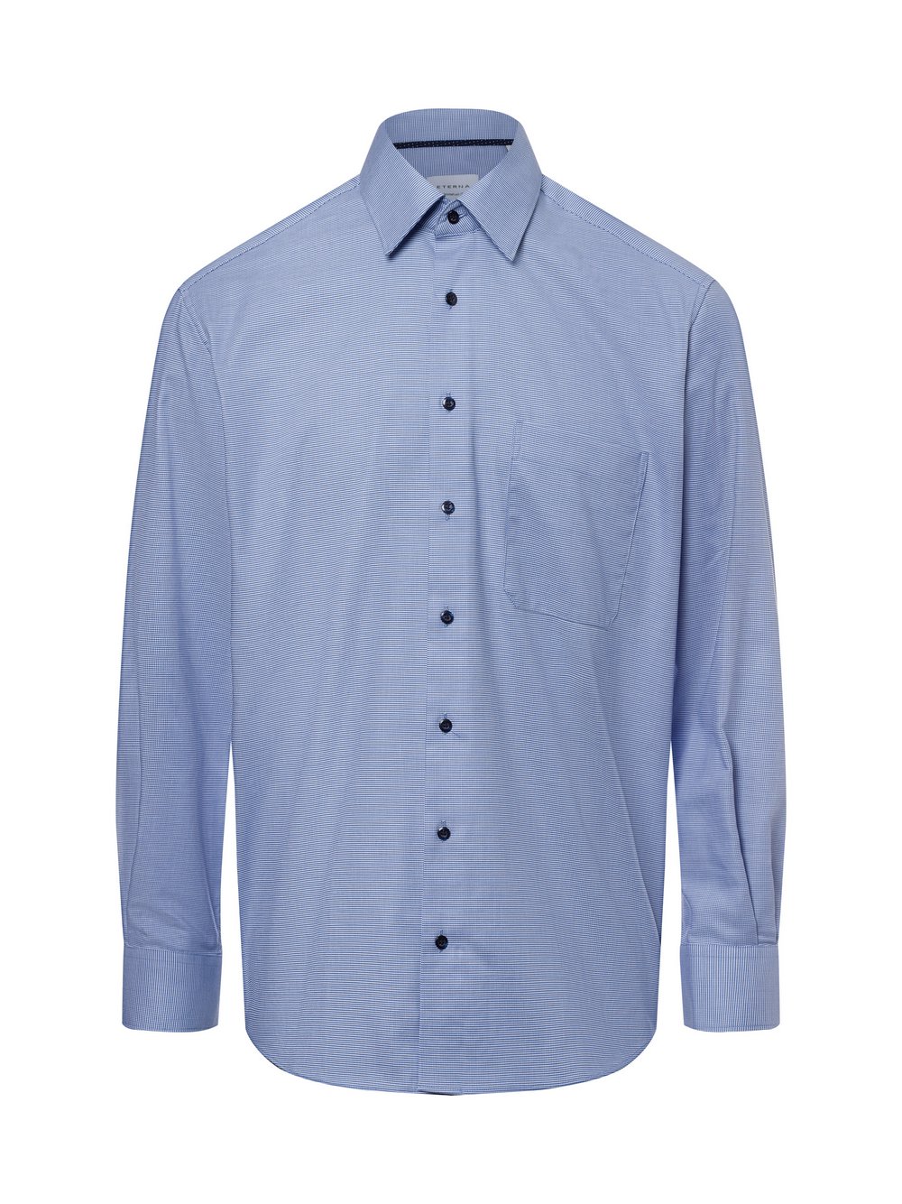 Eterna Comfort Fit Businesshemd Herren Comfort Fit Baumwolle blau kariert, 43