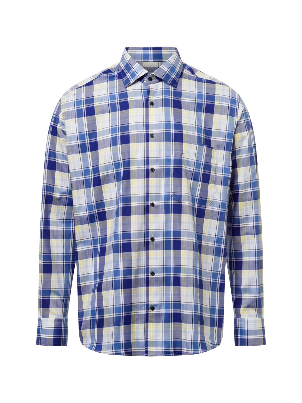 Eterna Comfort Fit Businesshemd Herren Comfort Fit Baumwolle blau kariert, 44