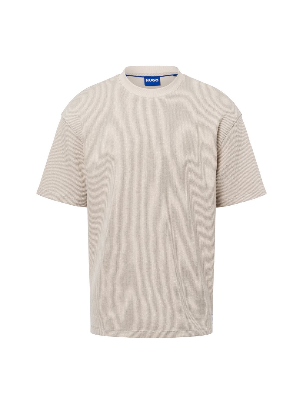 HUGO BLUE T-Shirt Herren Baumwolle beige strukturiert, XXL