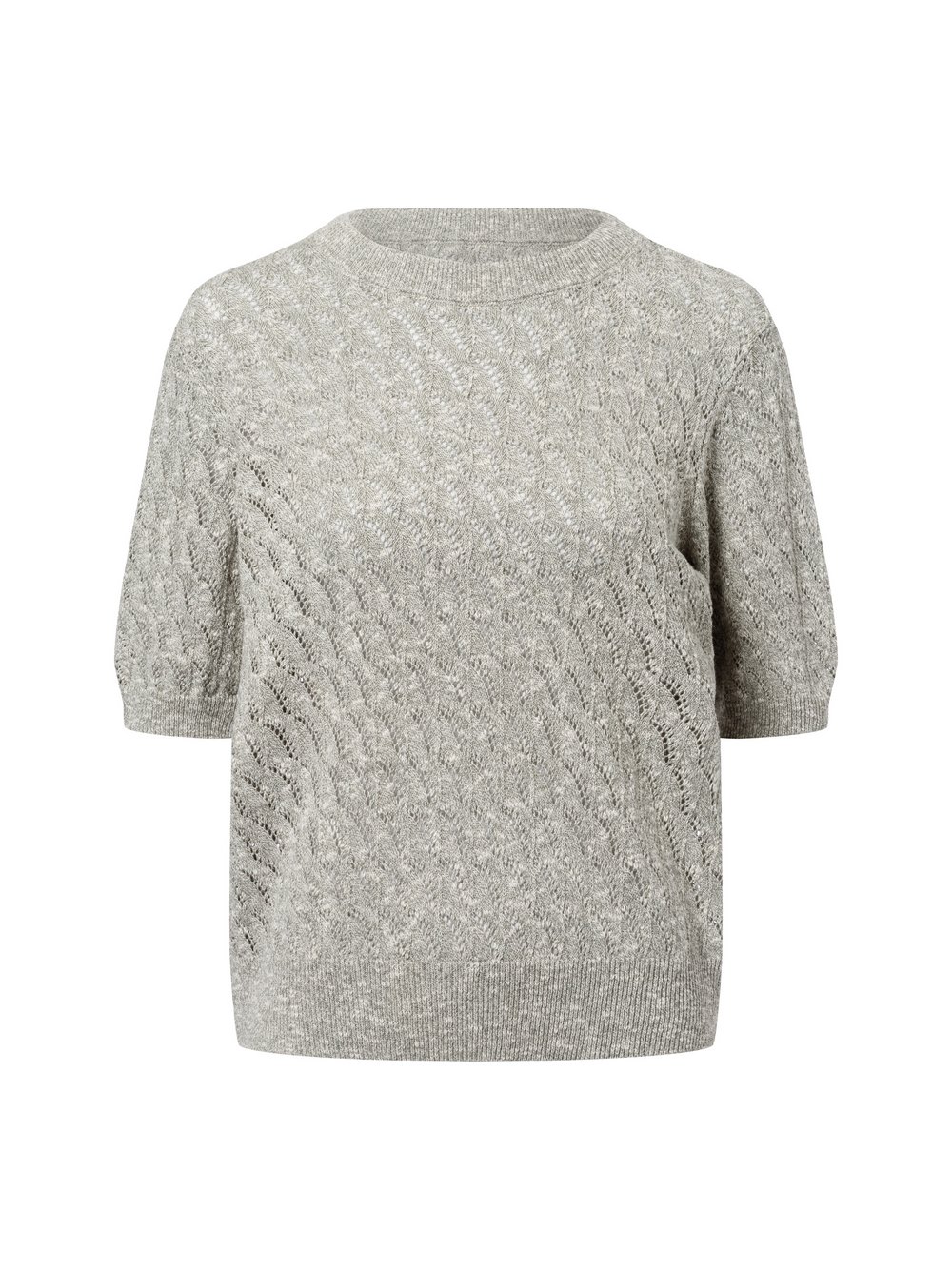 MOS MOSH Strickpullover Damen Baumwolle grau strukturiert, M