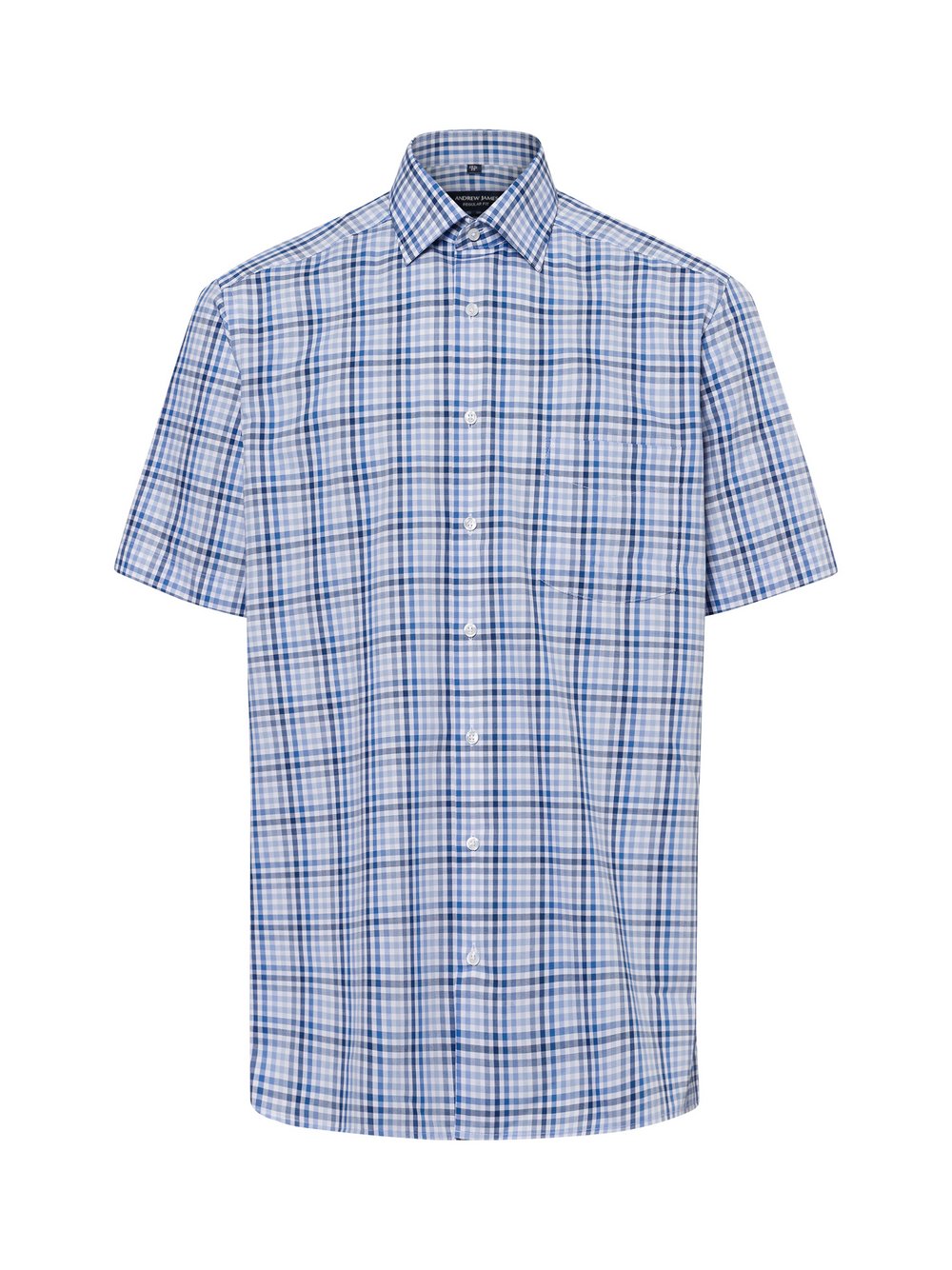 Andrew James Hemd Herren Regular Fit Baumwolle blau kariert, 39