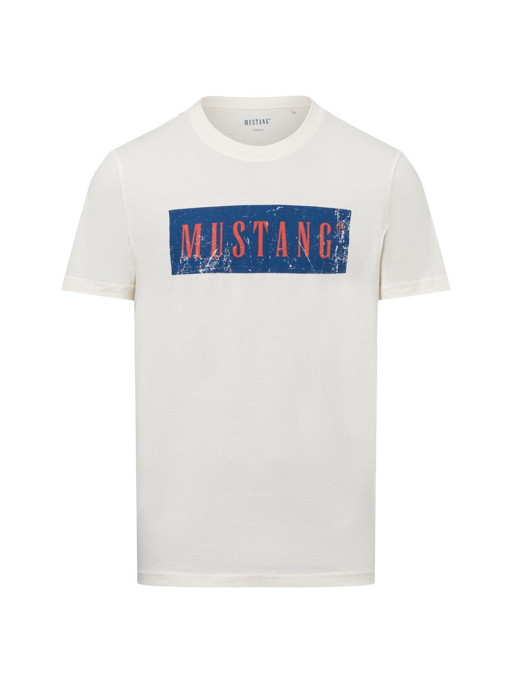 Mustang T-Shirt Herren Baumwolle weiß bedruckt, XXL