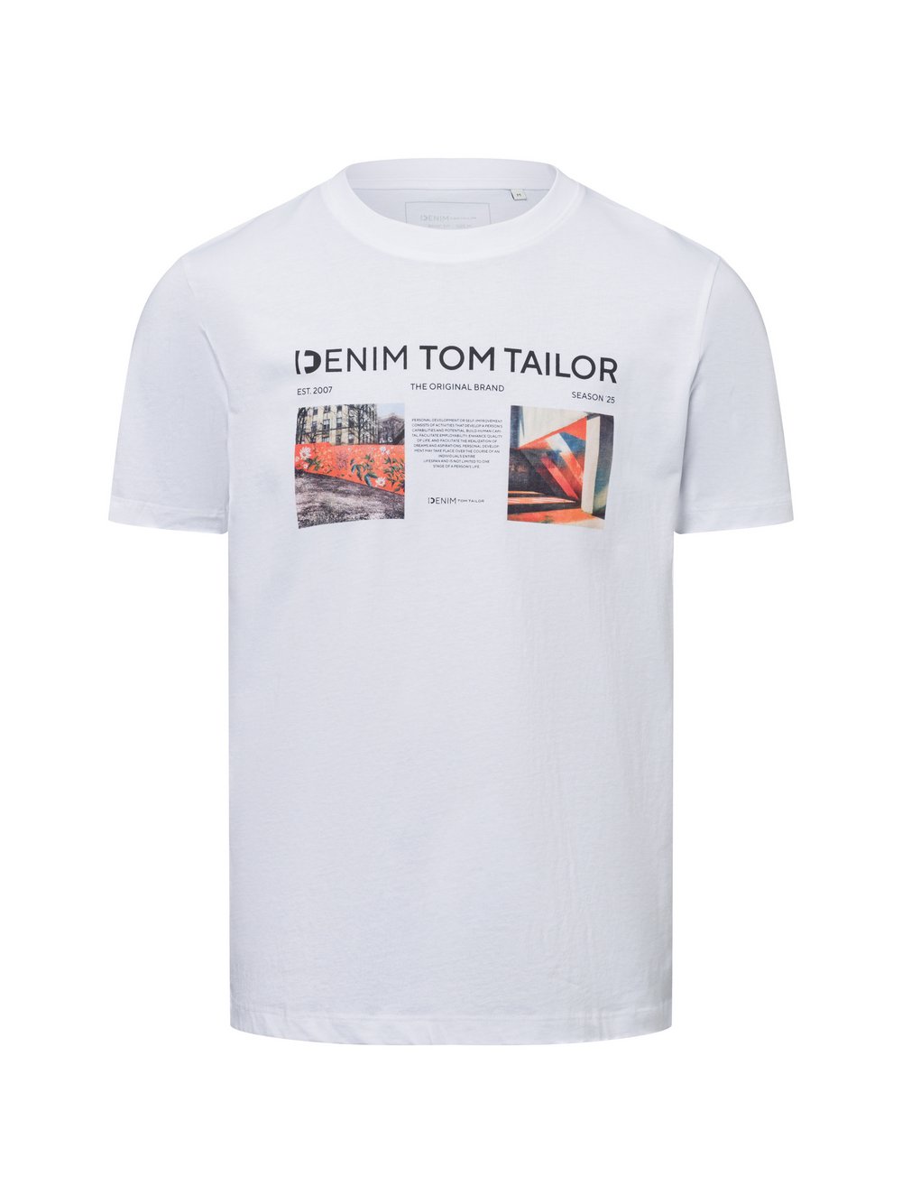Tom Tailor Denim T-Shirt Herren Baumwolle weiß bedruckt, XXL