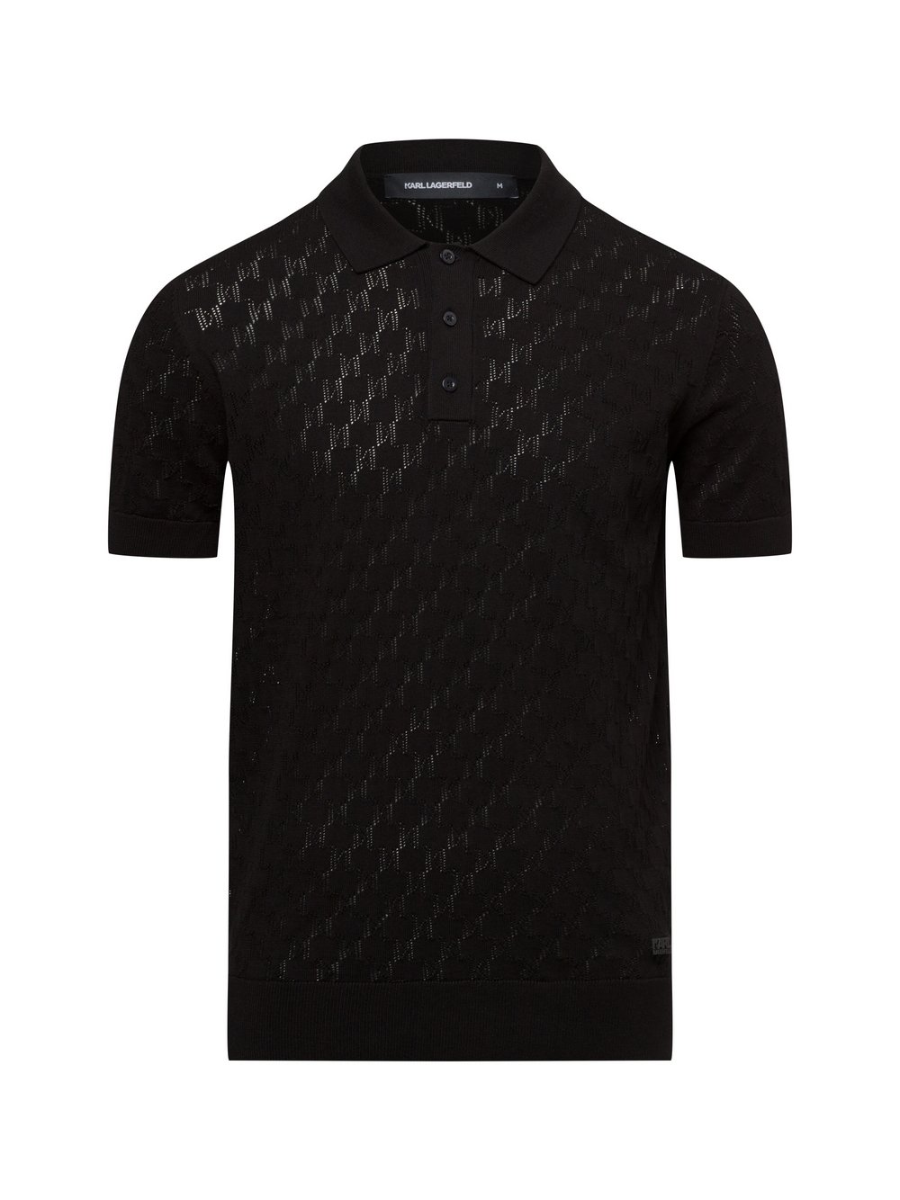 KARL LAGERFELD Poloshirt Herren Baumwolle schwarz strukturiert, M