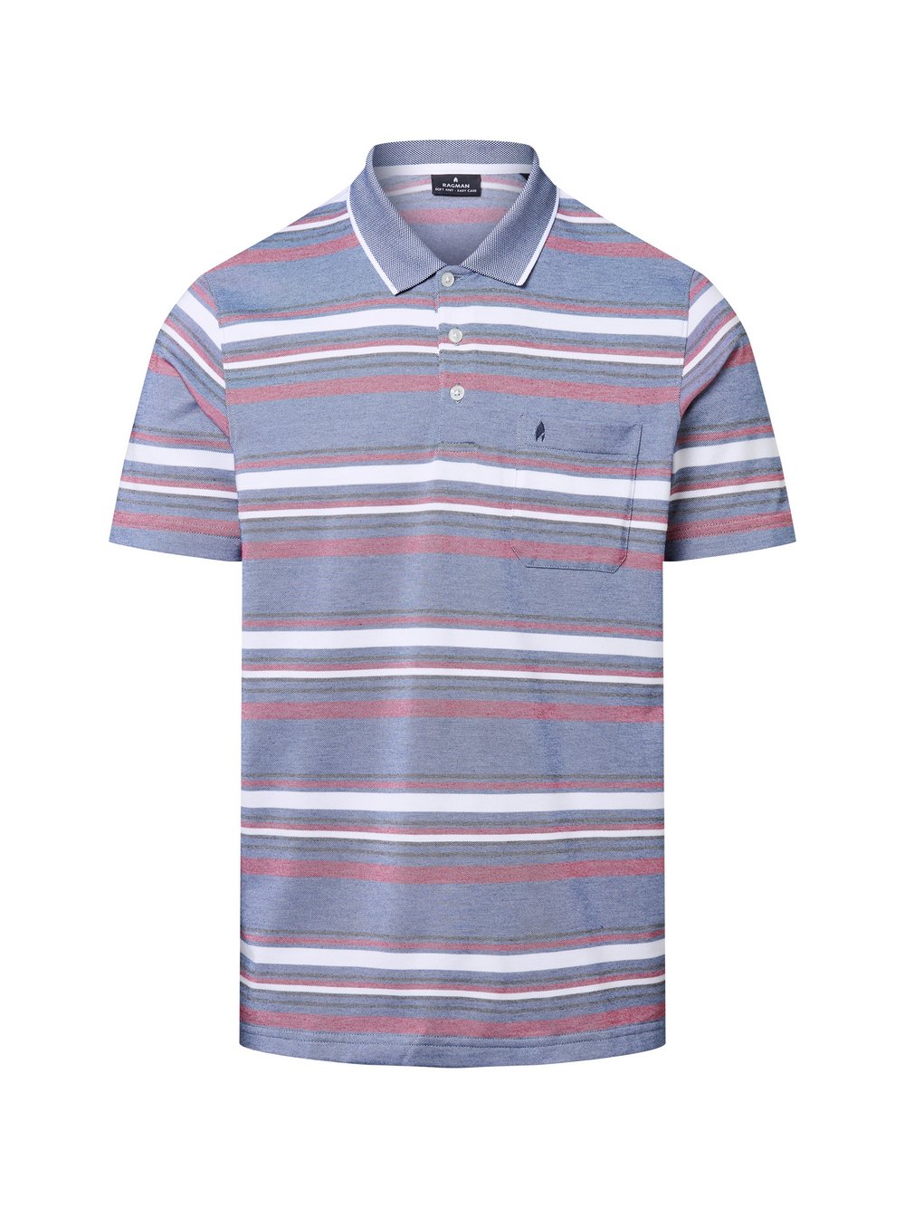 Ragman Poloshirt Herren Baumwolle mehrfarbig gestreift, XXL