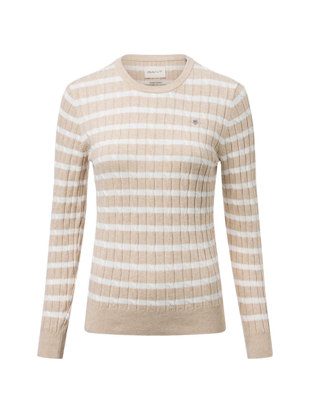 Gant Pullover Damen Baumwolle beige gestreift, L