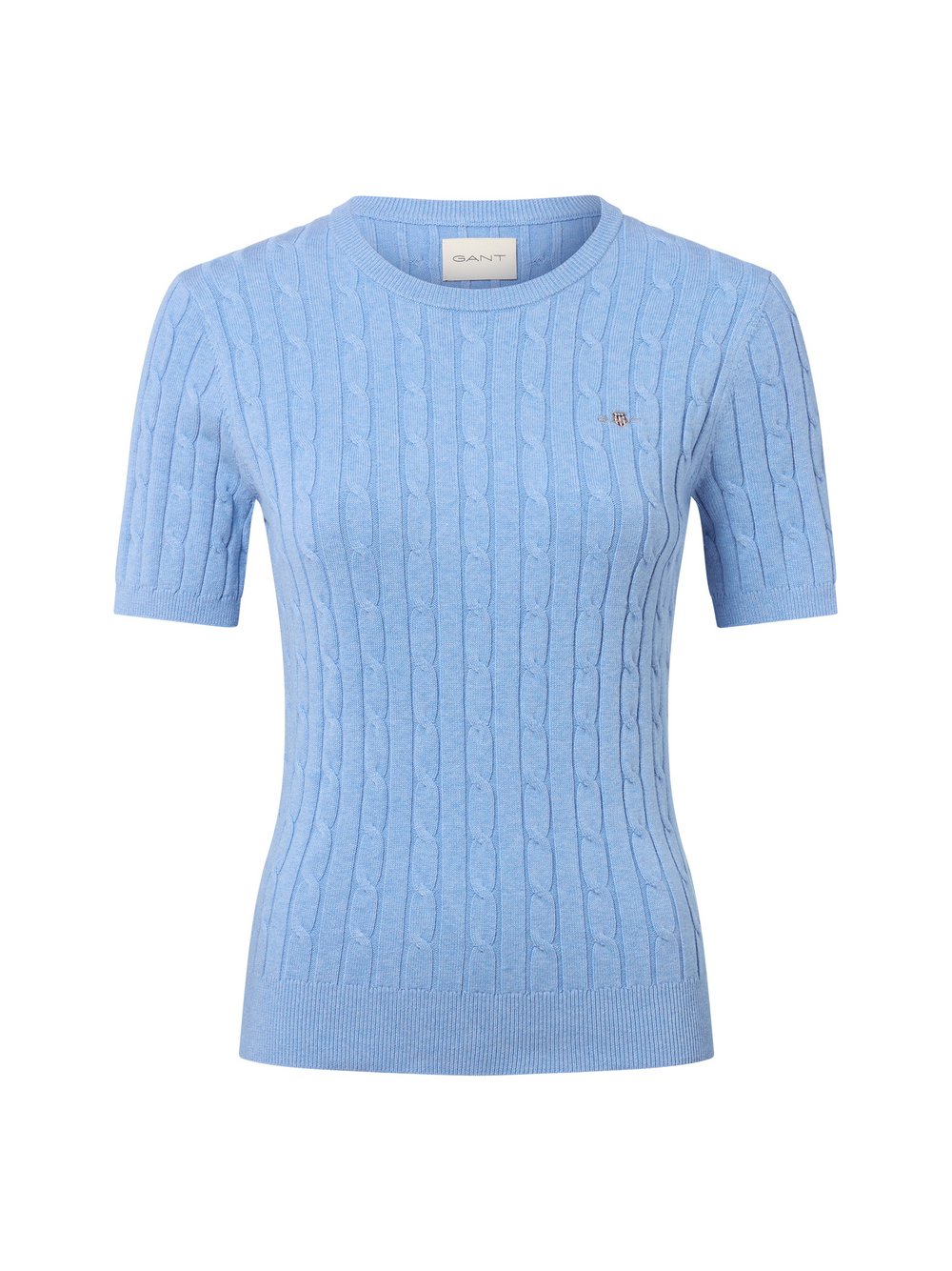 Gant Kurzarmpullover Damen Baumwolle blau meliert, XXL