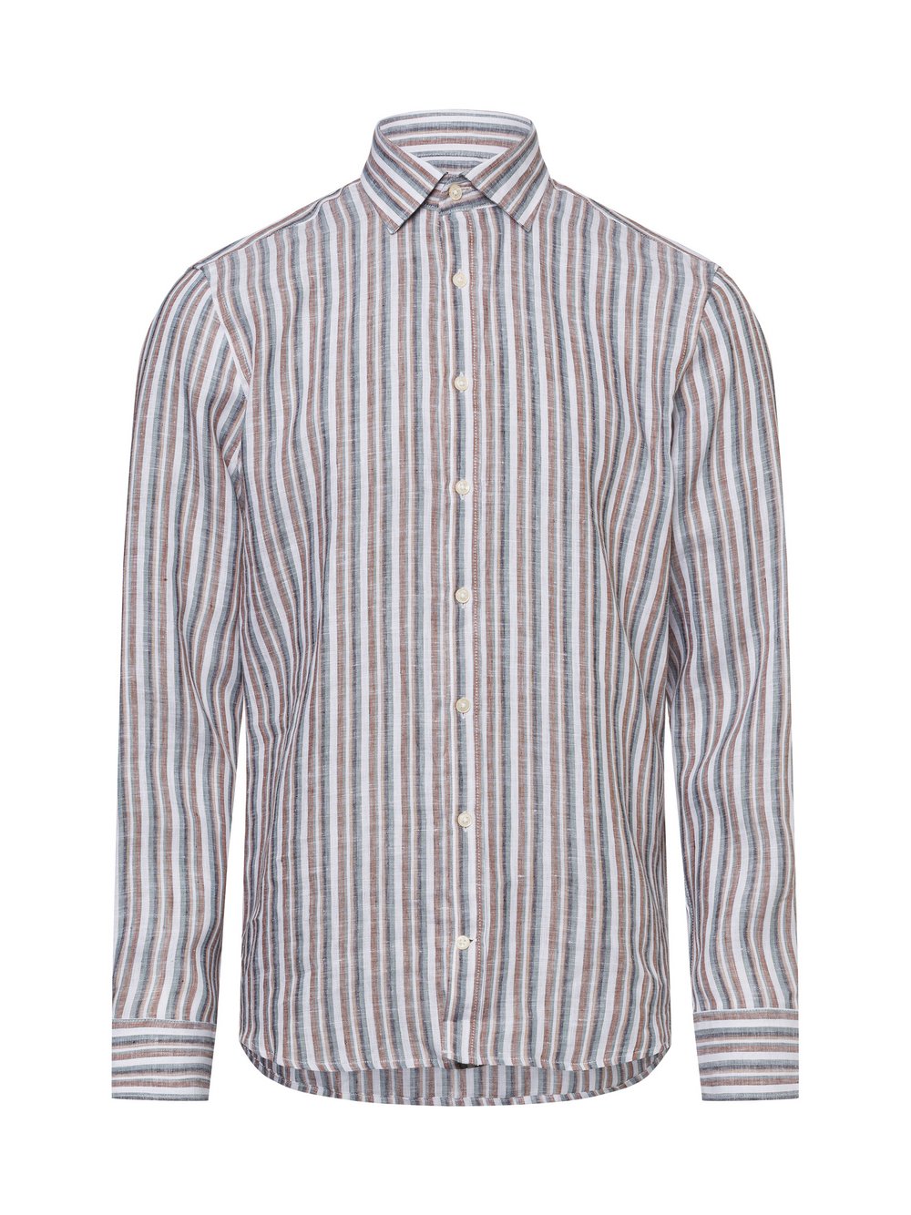 Bugatti Freizeithemd Herren Slim Fit Leinen mehrfarbig gestreift, M