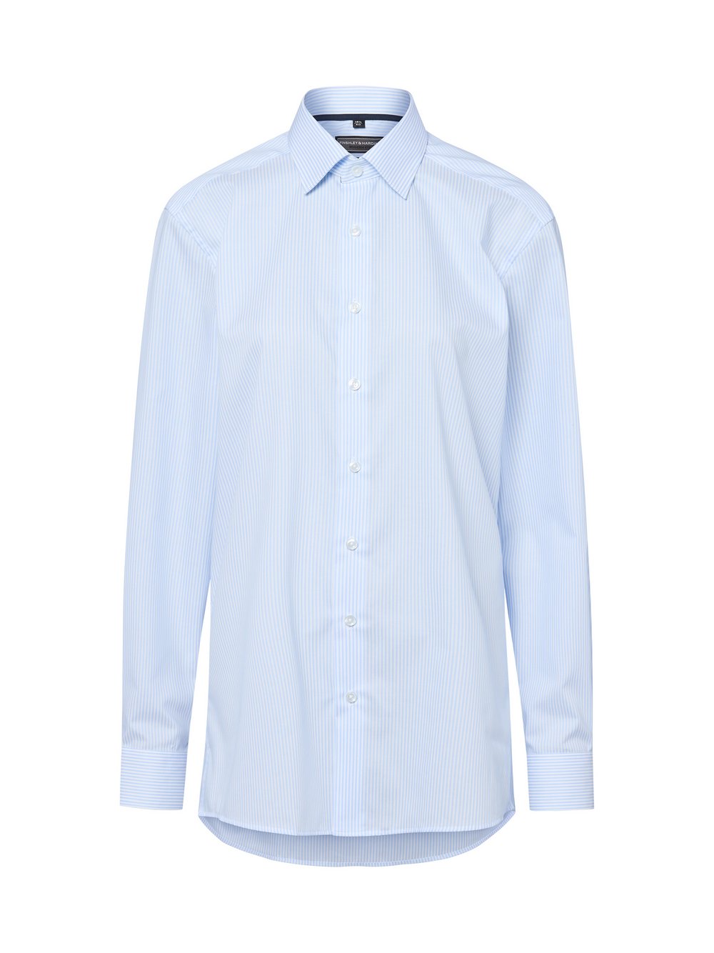 Finshley & Harding Businesshemd Herren Modern Fit Baumwolle blau gestreift, 43