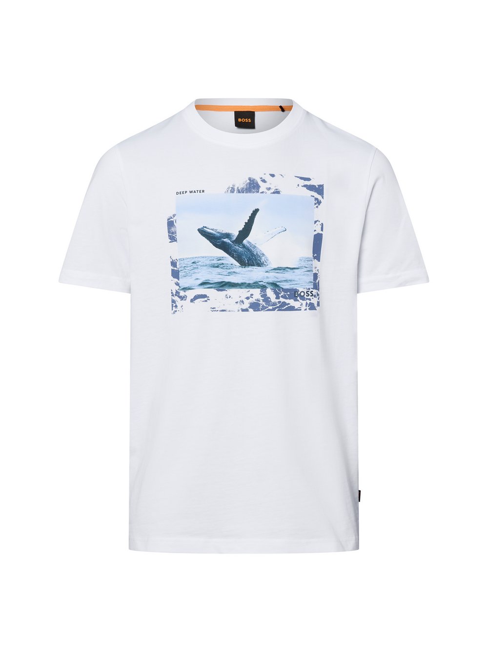Thumbnail - BOSS Orange T-Shirt Herren Baumwolle weiß bedruckt, XL